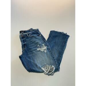 Judy Blue boyfriend fit distressed/destroyed jeans.